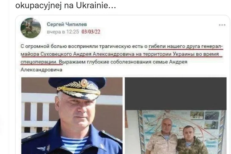 Primul general rus ucis în Ucraina Foto: captură twitter