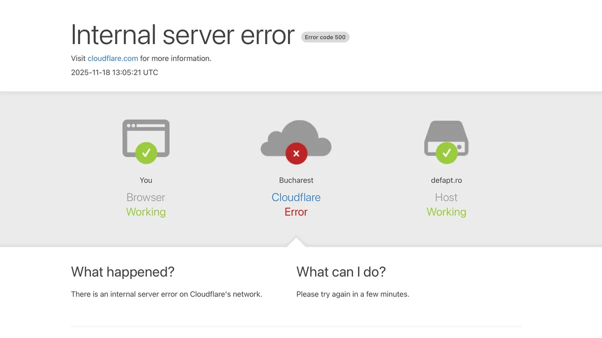 Pana Cloudflare, internet blocat (sursa: defapt.ro)