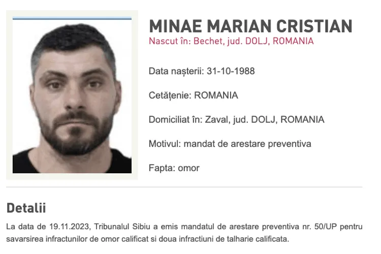 Ucigașul afaceristului sibian, eliberat de judecător (sursa: Poliția Română)