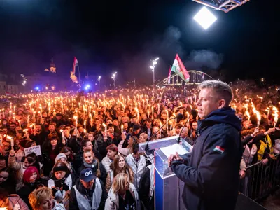 Péter Magyar, prima conferință după vot (sursa: Facebook/Péter Magyar)