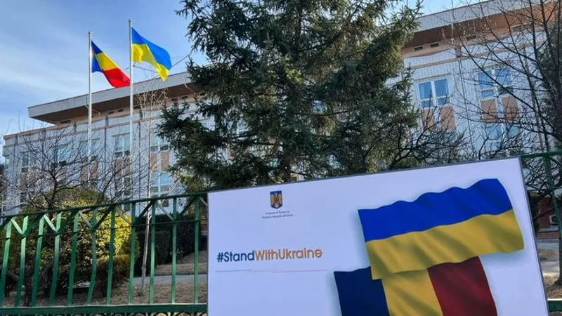 Ambasada României la Beijing sprijină Ucraina (sursa: Facebook/Ambasada României la Beijing)