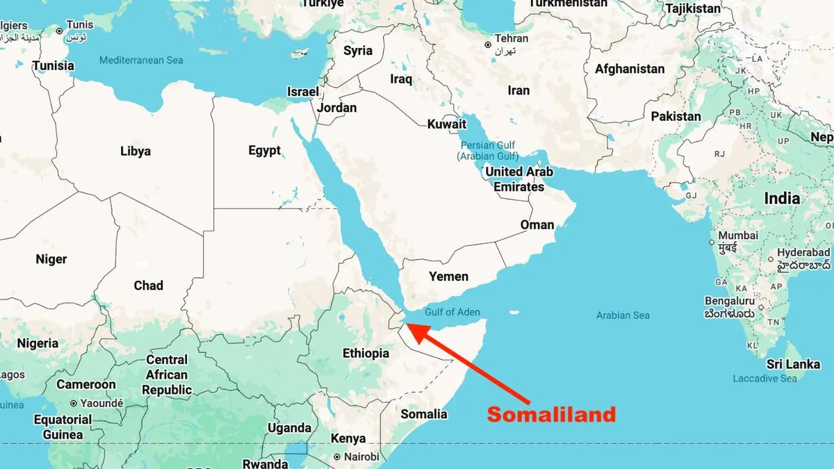 Israel recunoaște Somalilandul din motive strategice (sursa: Google Maps)