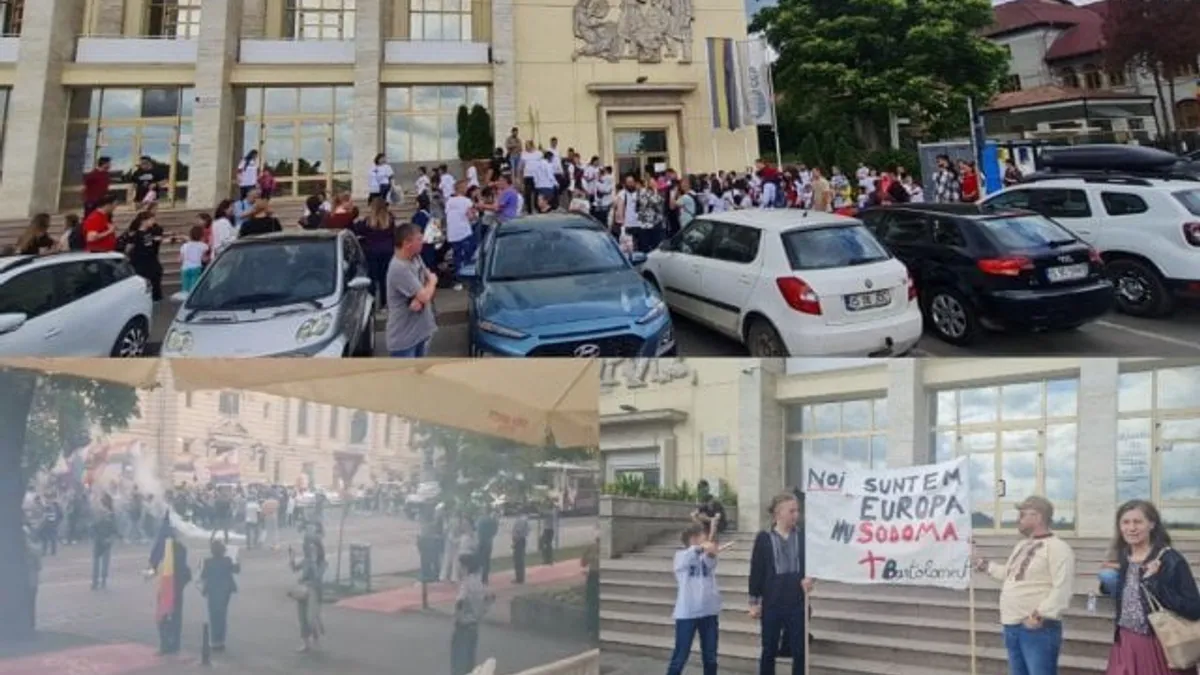 Fumigene și ouă pentru marșul LGBT (sursa: ziaruldeiasi.ro)