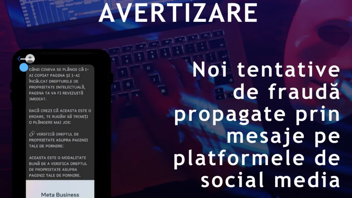 Fraudă pe rețelele sociale, avertizare DNSC (sursa: Facebook/Directoratul Național de Securitate Cibernetică - DNSC)