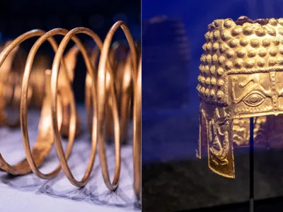 Coiful de aur de la Coțofenești și brățările dacice furate în Olanda au fost recuperate - presa Colaj foto: MNIR/Drents Museum