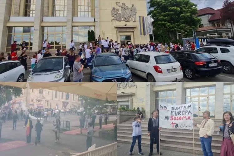 Fumigene și ouă pentru marșul LGBT (sursa: ziaruldeiasi.ro)