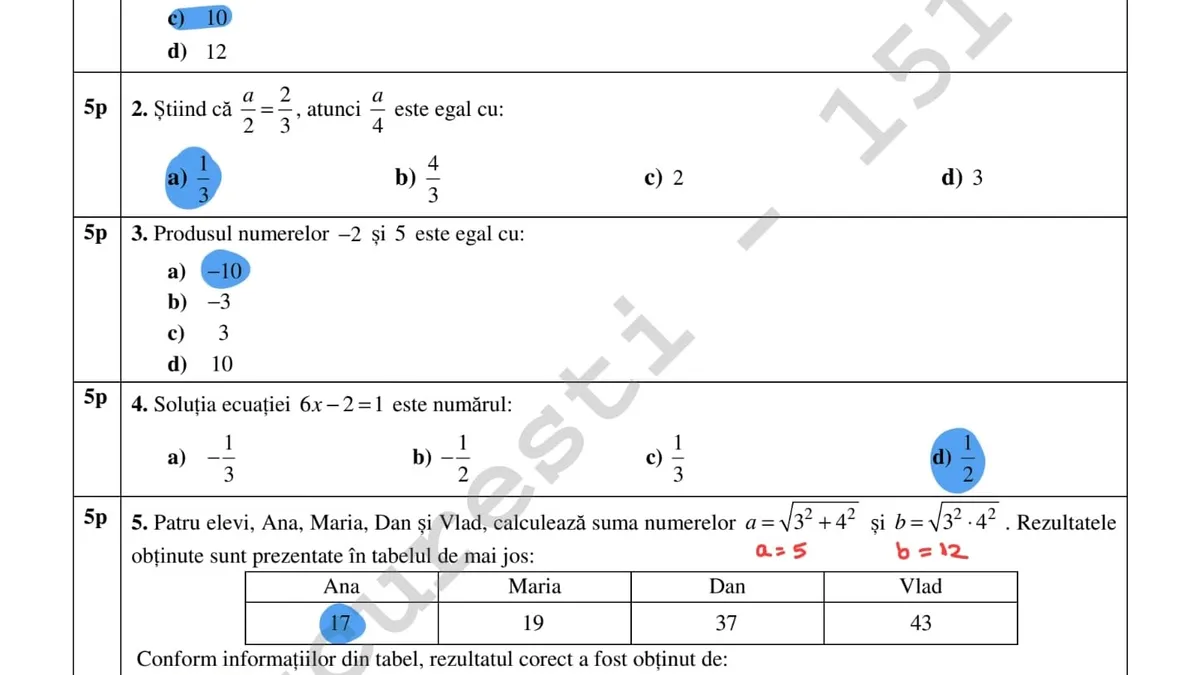 Evaluarea Națională, rezolvarea subiectelor la Matematică (sursa: Facebook/Profesor Cristian Demian - Matematica)