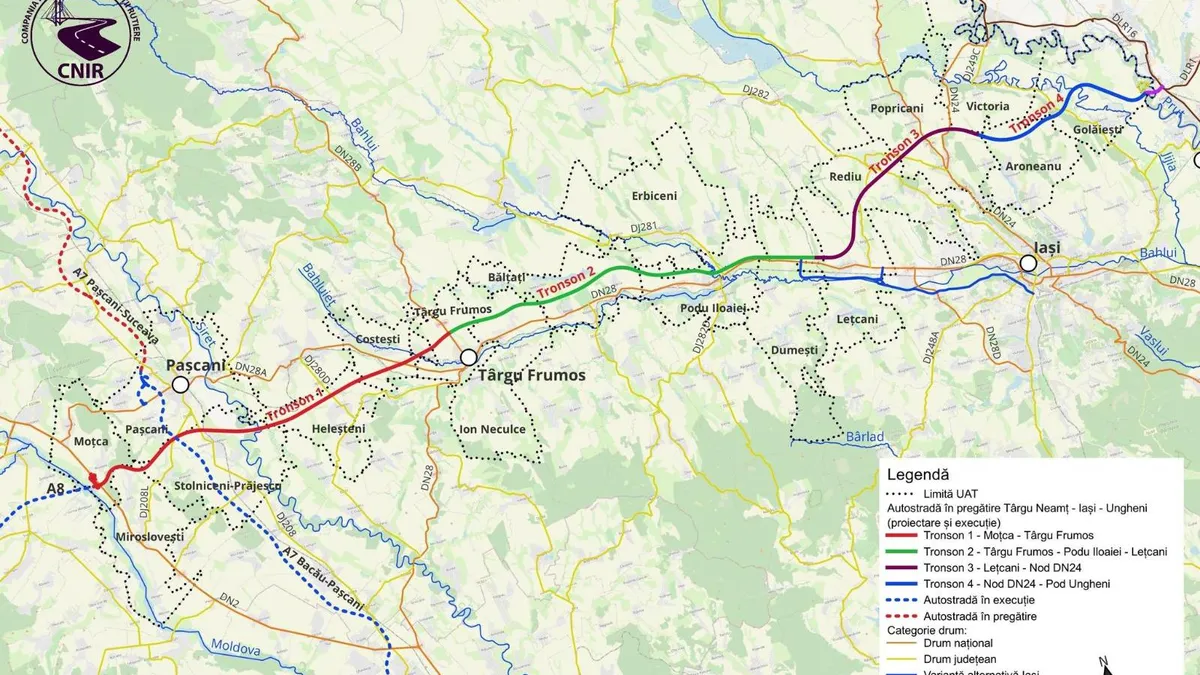Autostrada A8, blocaj birocratic Lețcani - Ungheni (sursa: Facebook/Compania Națională de Investiții Rutiere)