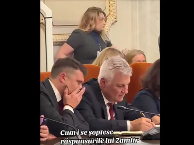 VIDEO Candidatul la funcția de ministru al Economiei, Daniel Zamfir, filmat când i se șopteau răspunsurile la audierea în comisiile parlamentare