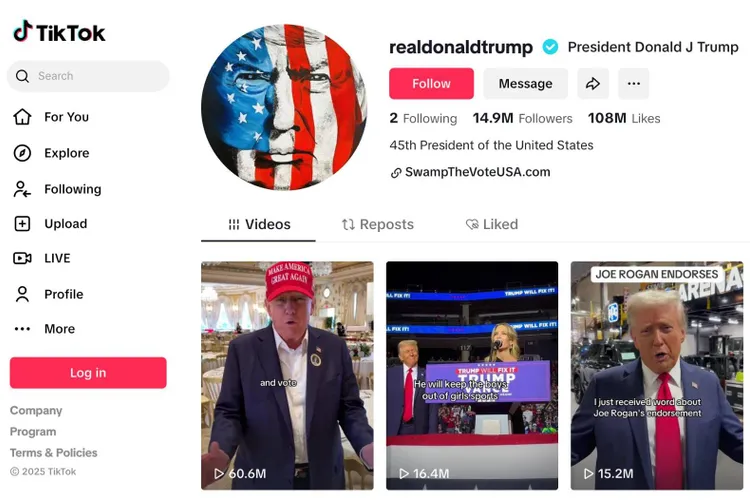 Trump: 50% din TikTok, pentru SUA (sursa: TikTok/realdonaldtrump)