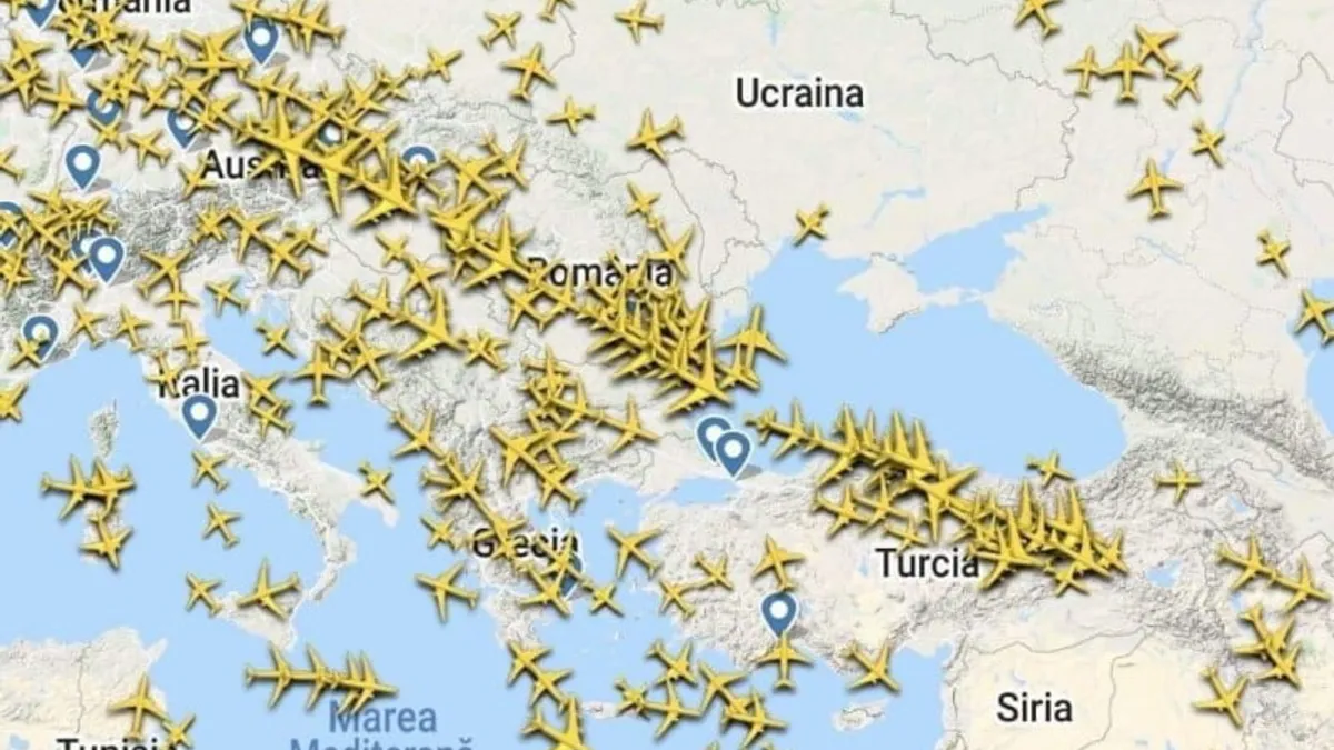 Ucraina sfătuiește companiile aeriene să evite Marea Neagră (sursă: flightradar.com)