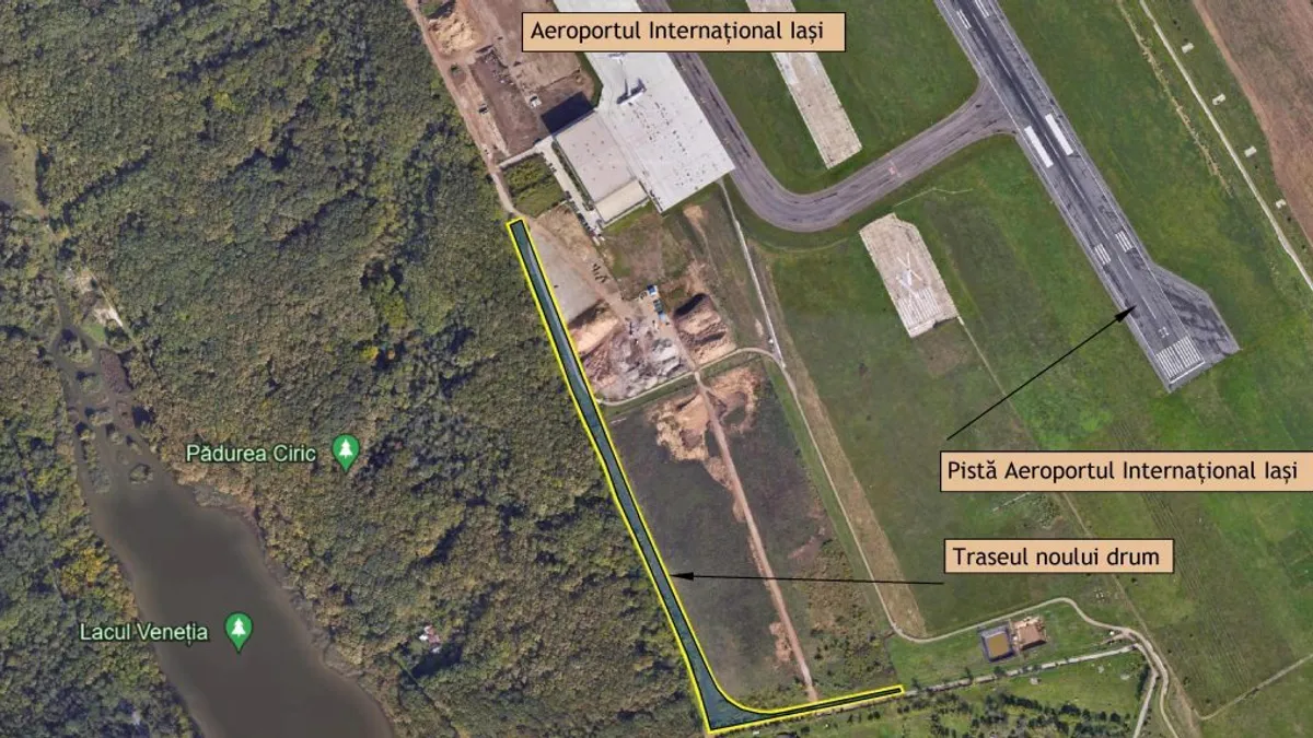 Accesul spre Aeroportul Iași, îngreunat (sursa: ziaruldeiasi.ro)