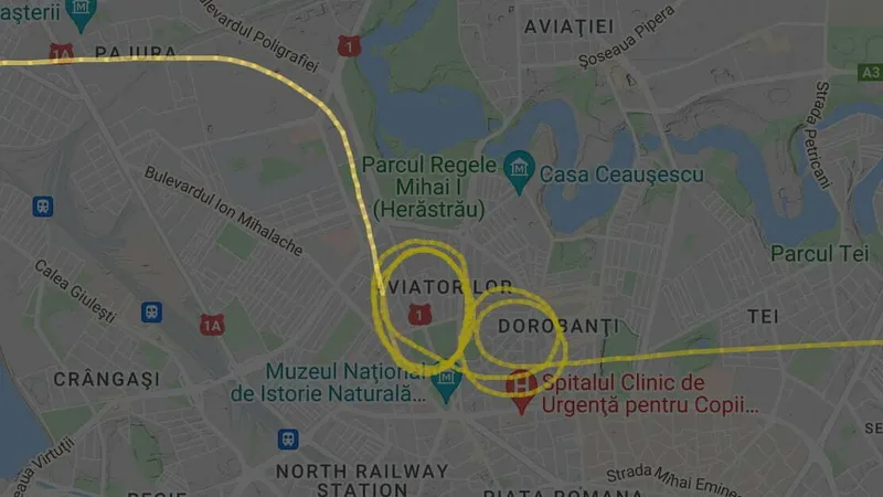 Elicopter militar, survol al Ambasadei Rusiei (sursa: flightradar24.com)