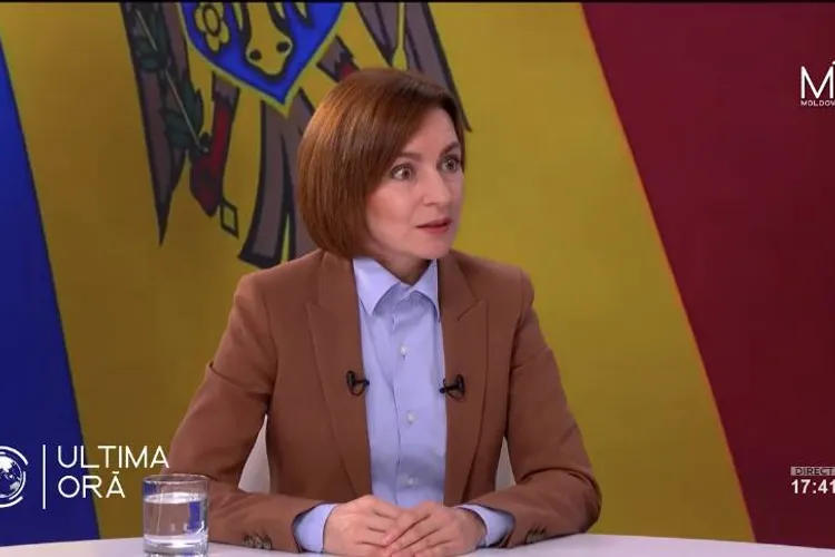 Reacția Maiei Sandu, surprinsă de cutremur( sursa: Facebook/TV Moldova1)