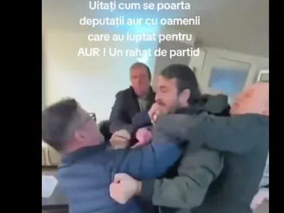 Liderul AUR Dan Tanasă este scos din pumnii unui coleg furios Foto: captură video