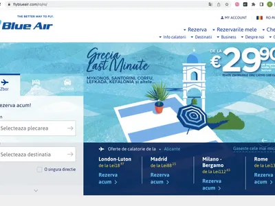 Blue Air nu anunță blocarea zborurilor (sursa: flyblueair.com)