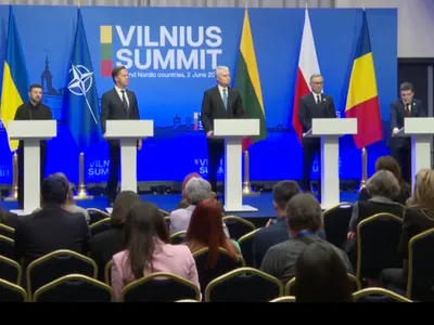 Nicușor Dan, întâlnire cu Zelenski (Vilnius) (sursa: Facebook/Volodimir Zelenski)