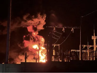 Centrală electrică rusească din Belgorod, incendiată (sursa: Telegram/vvgladkov)