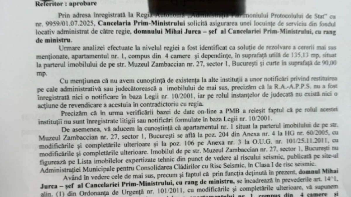 Cererea lui Jurca să stea la protocol