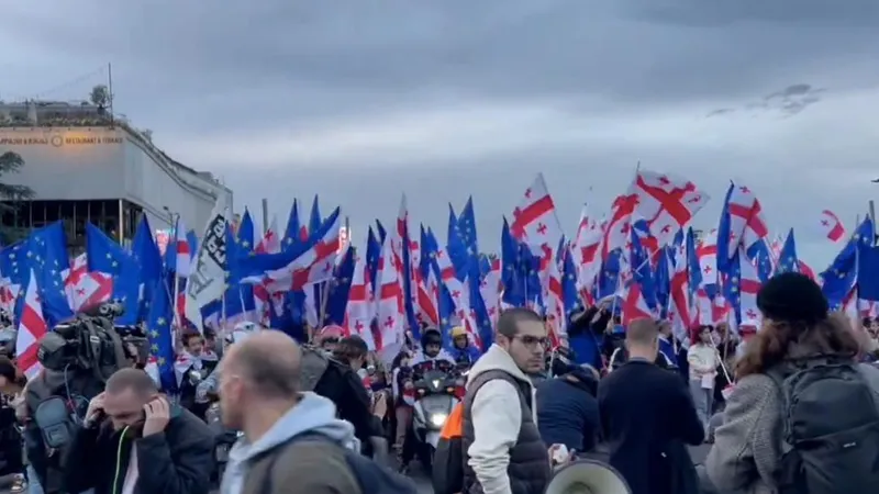 Georgia, manifestație uriașă pro-europeană, înaintea alegerilor (sursa: X/Visegrád 24)