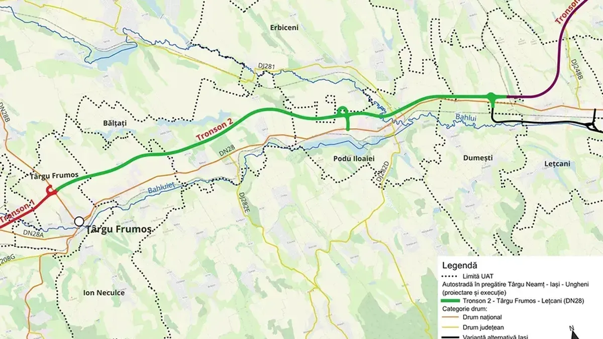 Licitația pentru tronsonul Tg Frumos-Lețcani, contestată (sursa: CNIR)