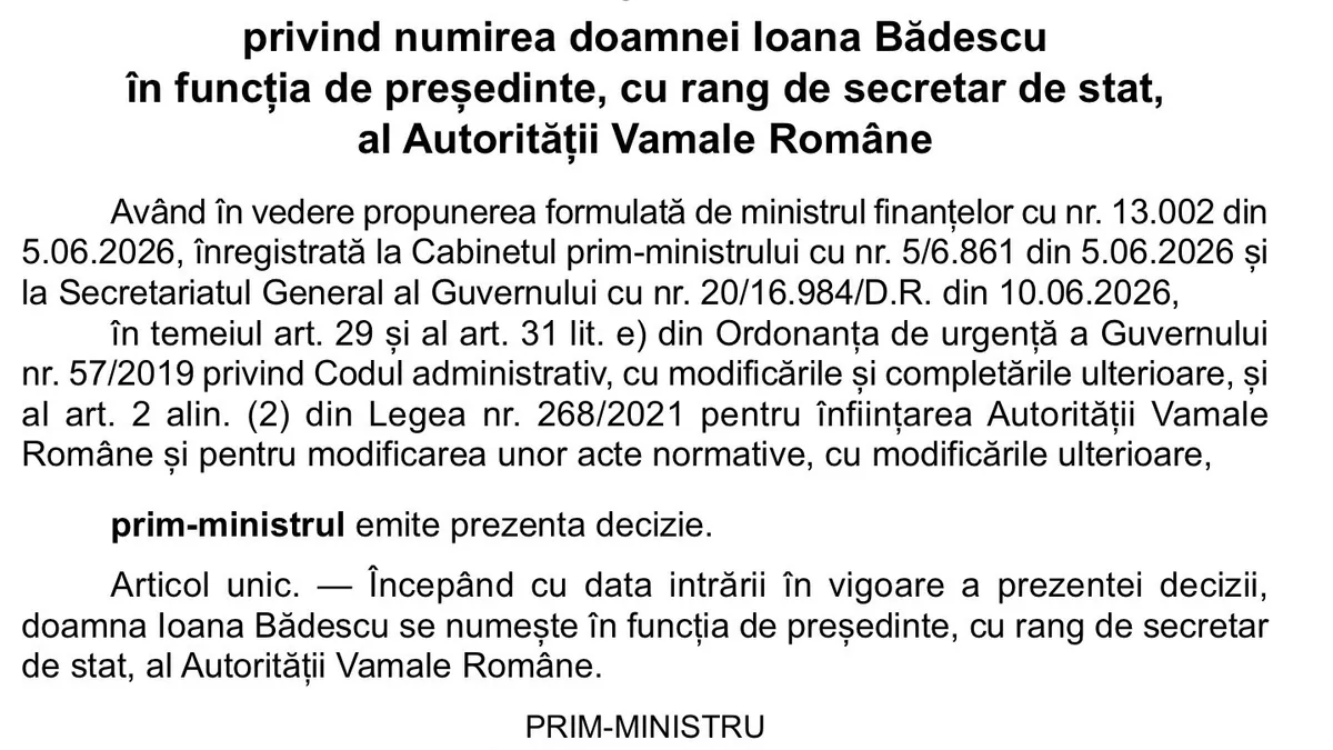 numire Ioana Badescu