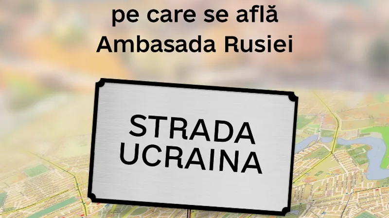 Ambasada Rusiei (București), pe strada Ucraina (sursa: Facebook/Ambasada Ucrainei în România)