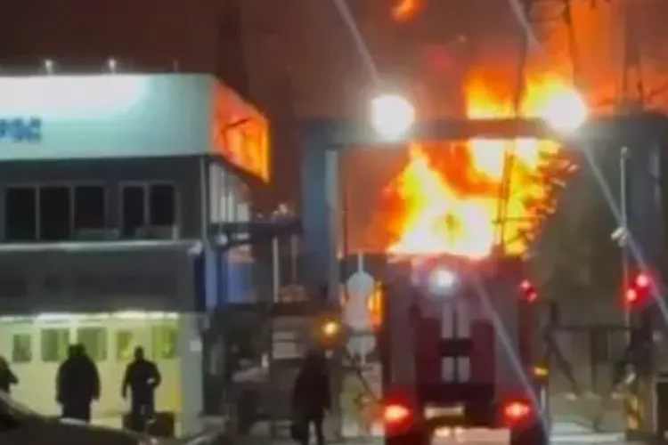 Centrală electrică rusă lovită de drone ucrainene (sursa: Telegram/Exilenova_plus)