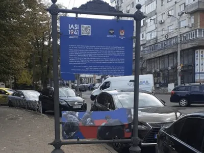 Vandalism antisemit la Iași panou distrus (sursa: ziaruldeiasi.ro)