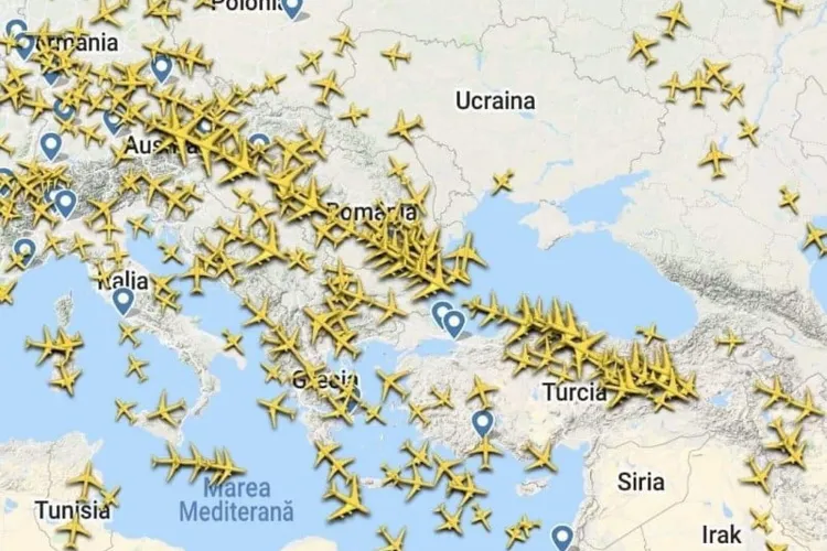 Ucraina sfătuiește companiile aeriene să evite Marea Neagră (sursă: flightradar.com)