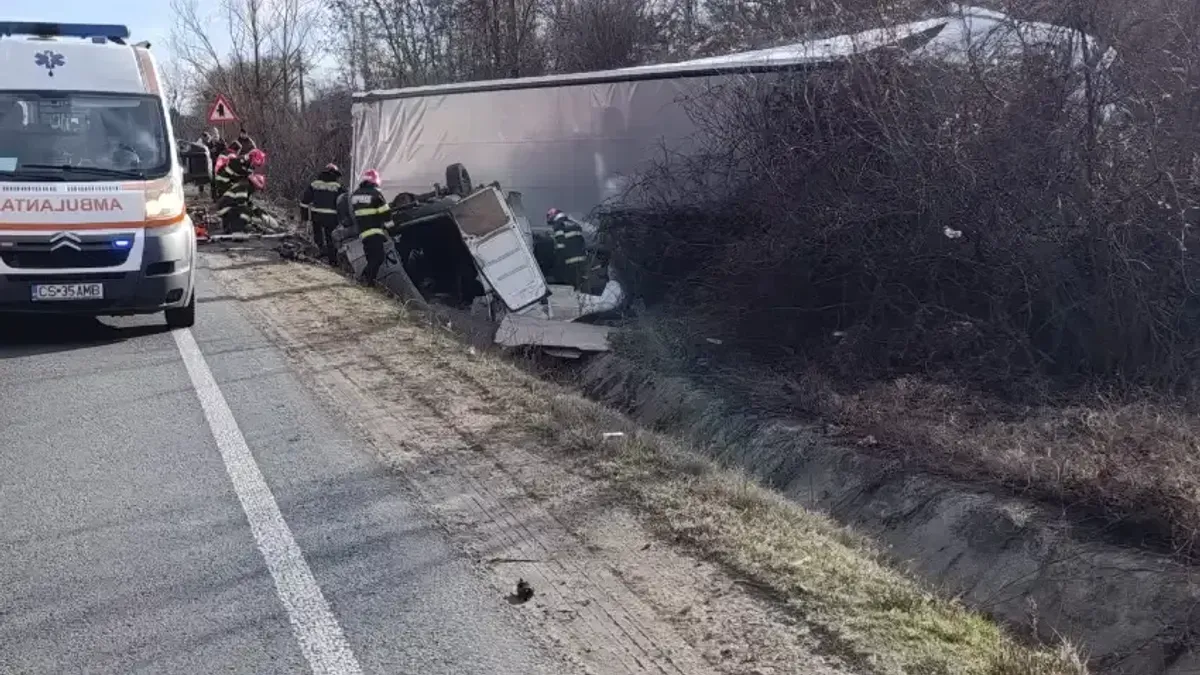 Carnagiu pe DN6, în Caraș-Severin (sursa: radioresita.ro)