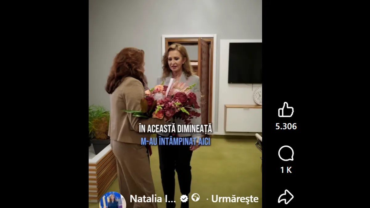 Natalia Intotero, primire entuziasmată în minister, cu flori și felicitări spontane