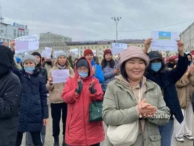 Protest uriaș al femeilor din Iakuțk Foto: twitter/ SakhaDay