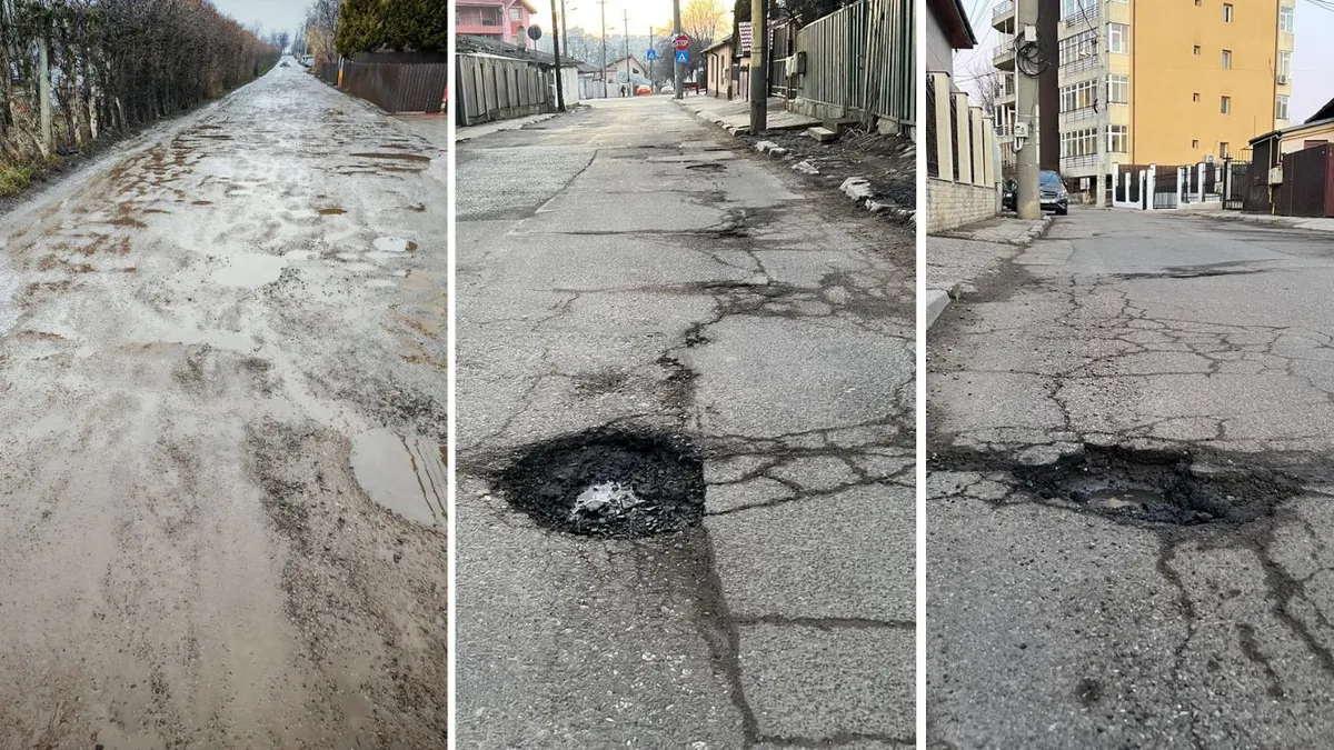 Cratere lunare și praf stelar pe străzi din Iași, dar Poliția Rutieră nu permite asfaltarea (sursa: ziaruldeiasi.ro)