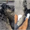 VIDEO O groapă uriașă se deschide pe autostrada A10, inaugurată în 2018. CNAIR așteaptă soluții de la constructor, groapa se adâncește