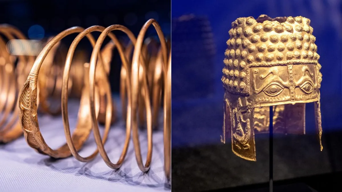 Coiful de aur de la Coțofenești și brățările dacice furate în Olanda au fost recuperate - presa Colaj foto: MNIR/Drents Museum