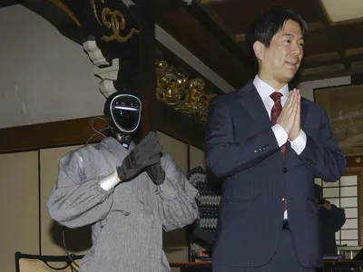 Buddharoid, călugărul robot cu inteligență artificială (sursa: kyodonews.net)