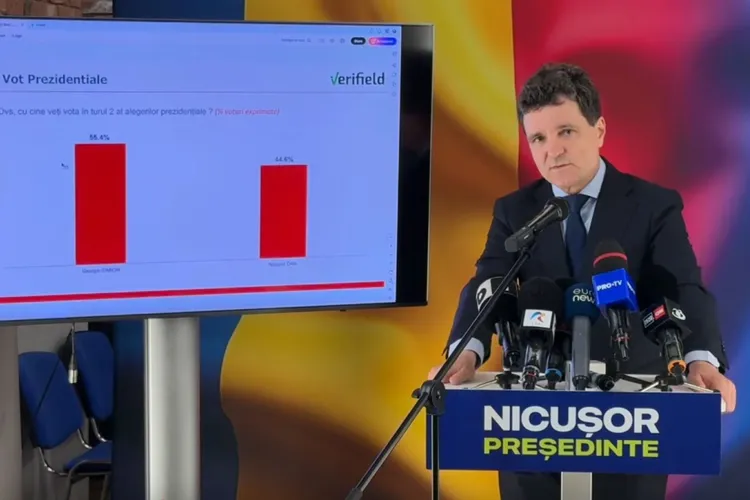 Nicușor Dan prezintă un sondaj care arată că Simion ar câștiga alegerile prezidențiale Foto: captură video