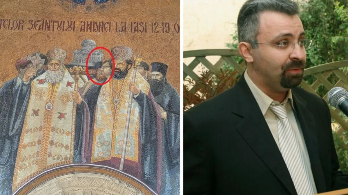 Traducătorul condamnat al Patriarhului Daniel, imortalizat pe un mozaic la Mitropolie (sursa: ziaruldeiasi.ro)