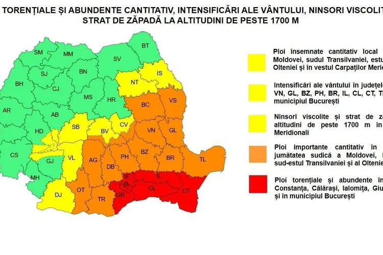 Alertă de inundații în multe județe (sursa: Facebook/Ministerul Mediului)