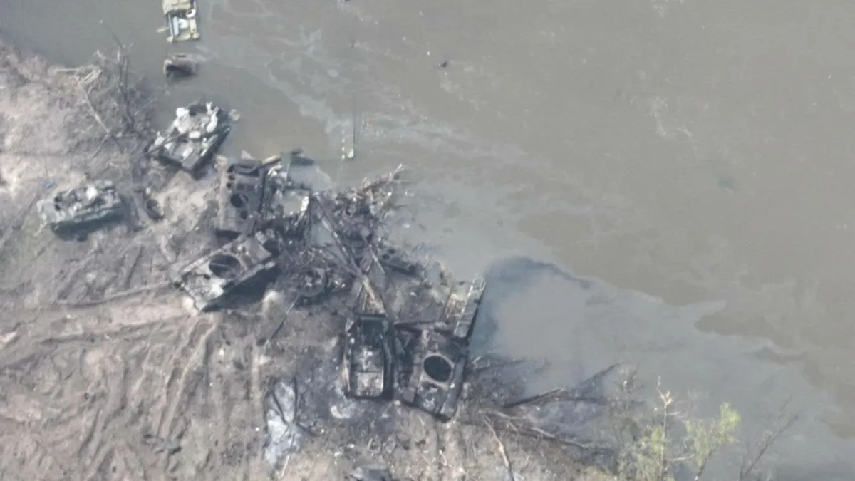 Povestea dezastrului rusesc la traversarea râului Siverskîi Foto: Twitter