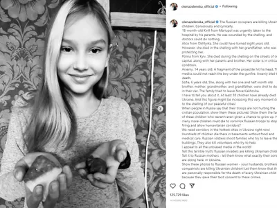 Copiii ucraineni omorâți de ruși. În imagine, Alice, care urma să împlinească opt ani. Sursă: Instagram Olena Zelenska 