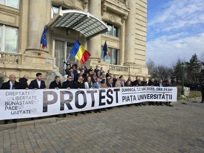 Protest organizat în București, de AUR (sursa: Facebook/George Simion)