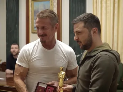 Ucraina, Oscar de la Sean Penn (sursa: Facebook/Volodimir Zelenski)