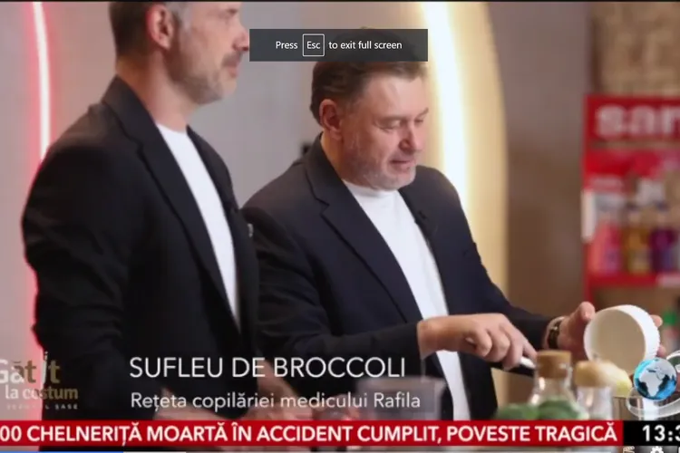 Rafila a gătit sufleu de broccoli, „rețeta copilăriei sale”, la Antena 3 Foto: Captură video