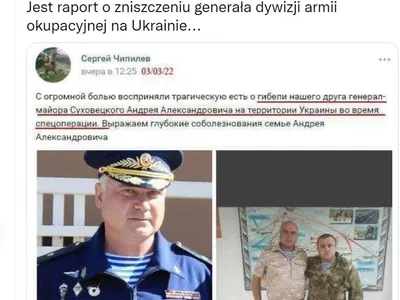 Primul general rus ucis în Ucraina Foto: captură twitter