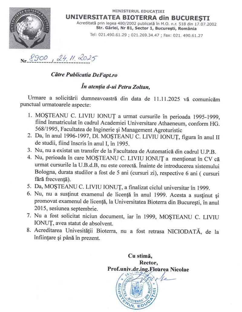 răspuns Bioterra DeFapt.ro