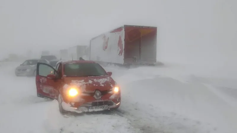 Familie înzăpezită peste zece ore, în mașină, pe un drum european Foto: România Actualități