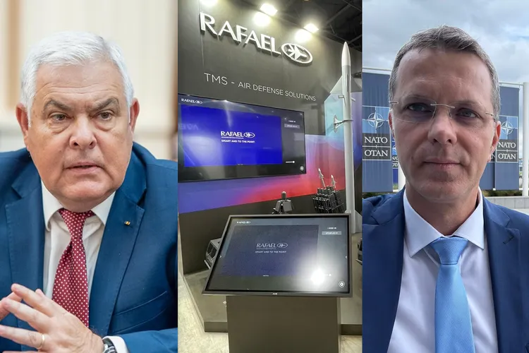 Moșteanu, cu „bomba” SHORAD-VSHORAD sub scaun (sursa: Facebook/Angel Tîlvăr, Rafael Advanced Defense Systems, Ionuț Moșteanu)