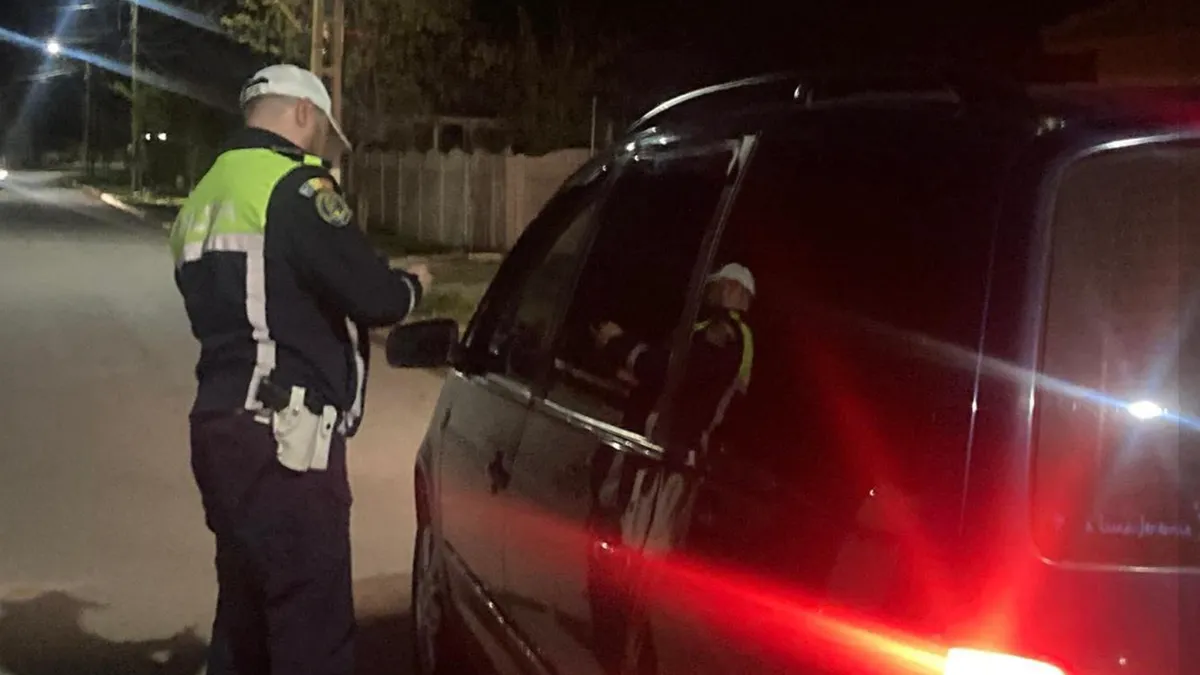 Beat la volanul unei mașini oprite (sursa: Facebook/Poliția Română)